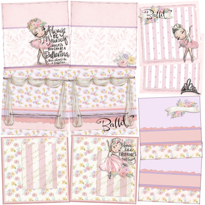 Ballet - Blond Hair EZ Background Pages -  Digital Bundle - 10 Digital Scrapbook Pages - INSTANT DOWNLOAD