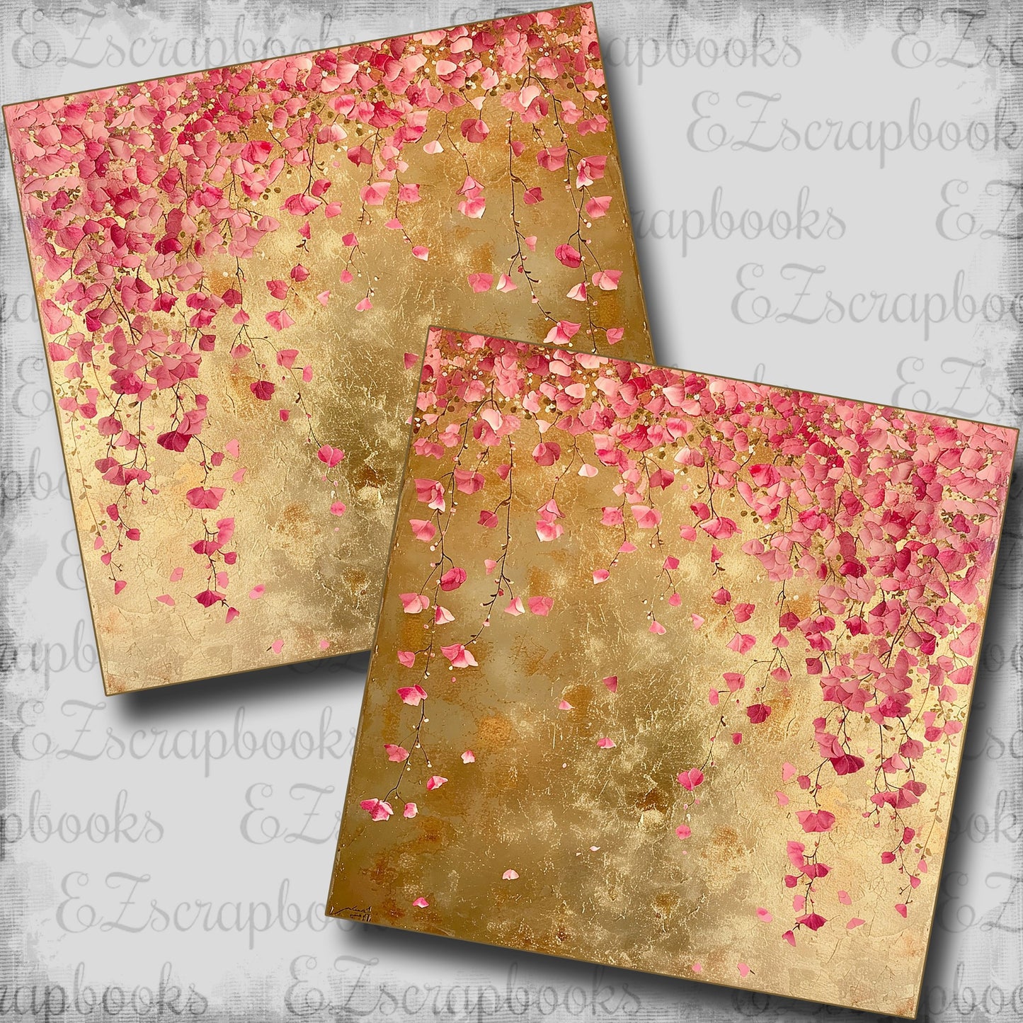 Tiny Pink Flower Cascade NPM - Scrapbook Layout - 25-541