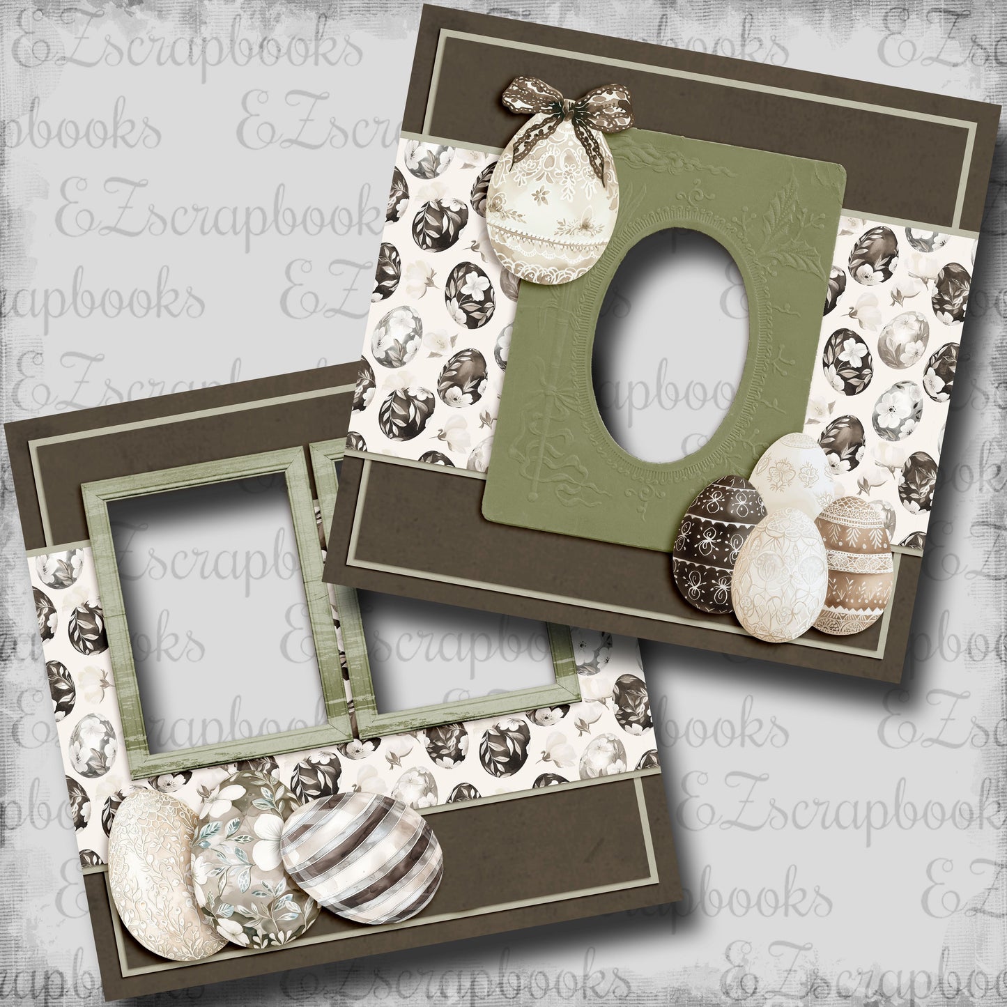 Easter Lace Eggs - EZ Digital Scrapbook Pages - INSTANT DOWNLOAD