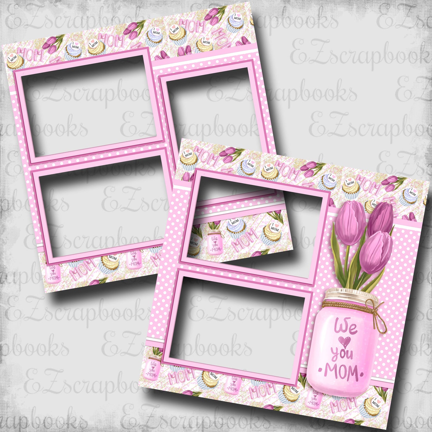 Mom Tulip Jar - EZ Digital Scrapbook Pages - INSTANT DOWNLOAD
