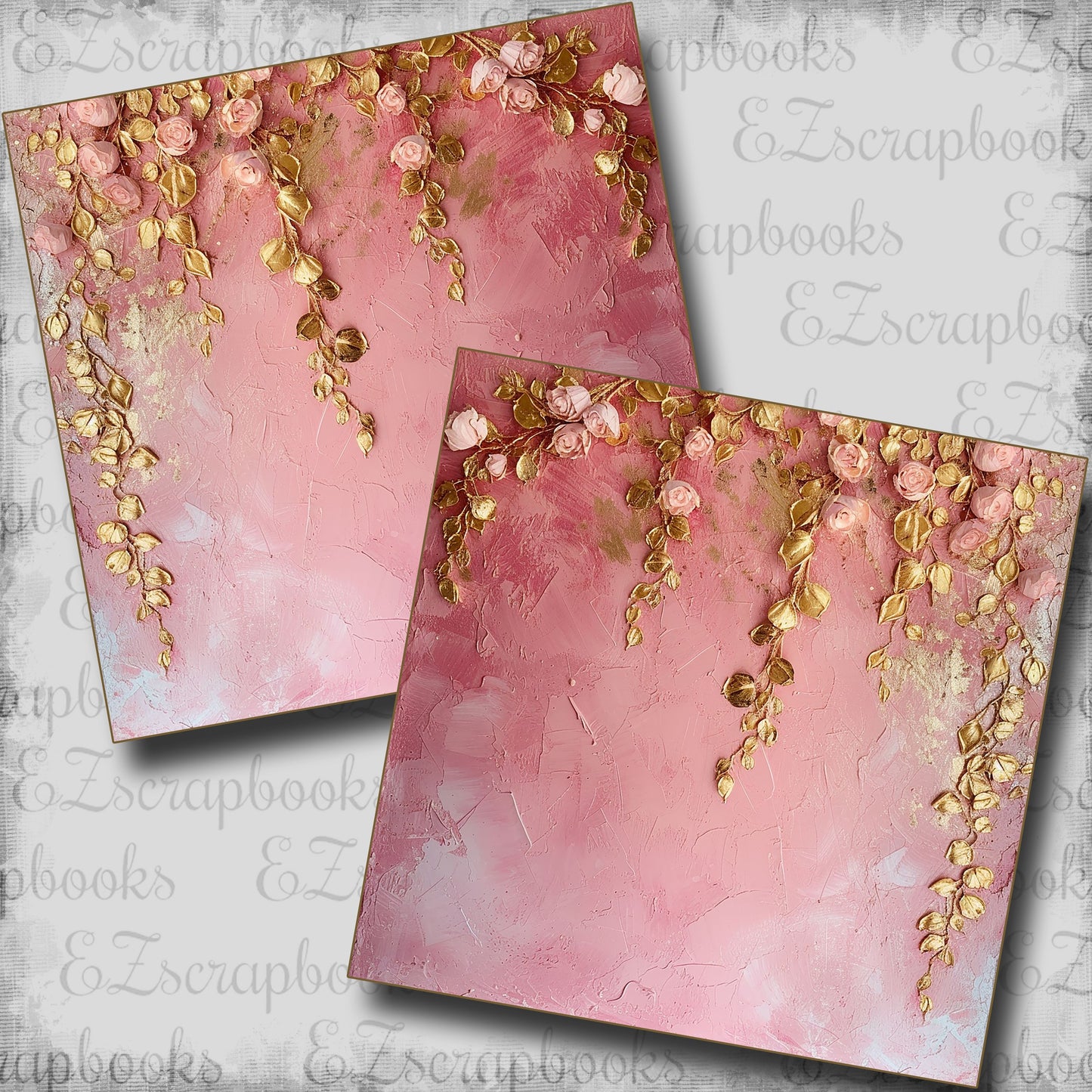 Pink & Gold Roses NPM - Scrapbook Layout - 25-542