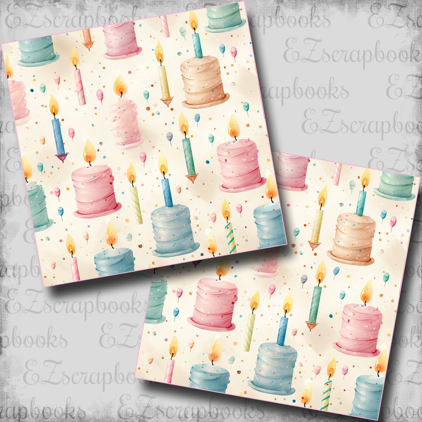 Pastel Birthday Cakes - Scrapbook Papers - 25-049