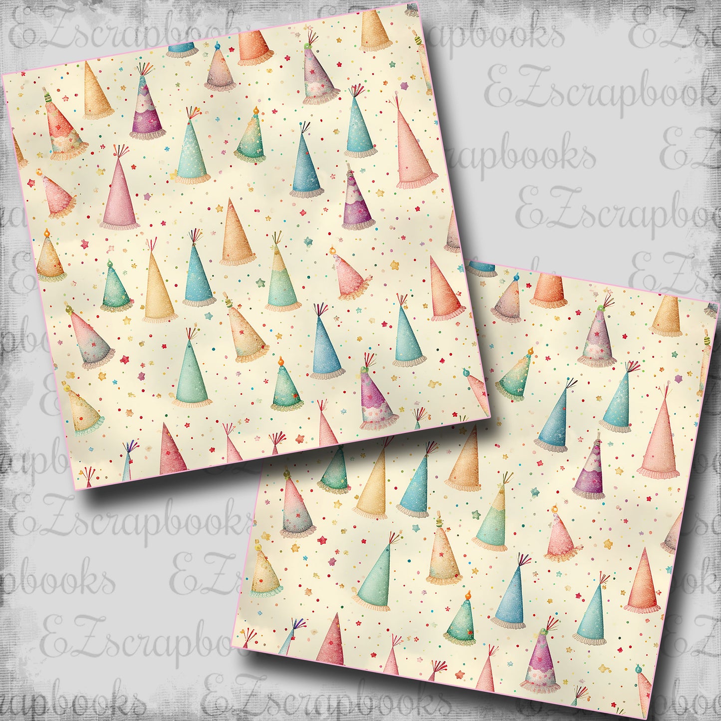 Pastel Birthday Hats - Scrapbook Papers - 25-048