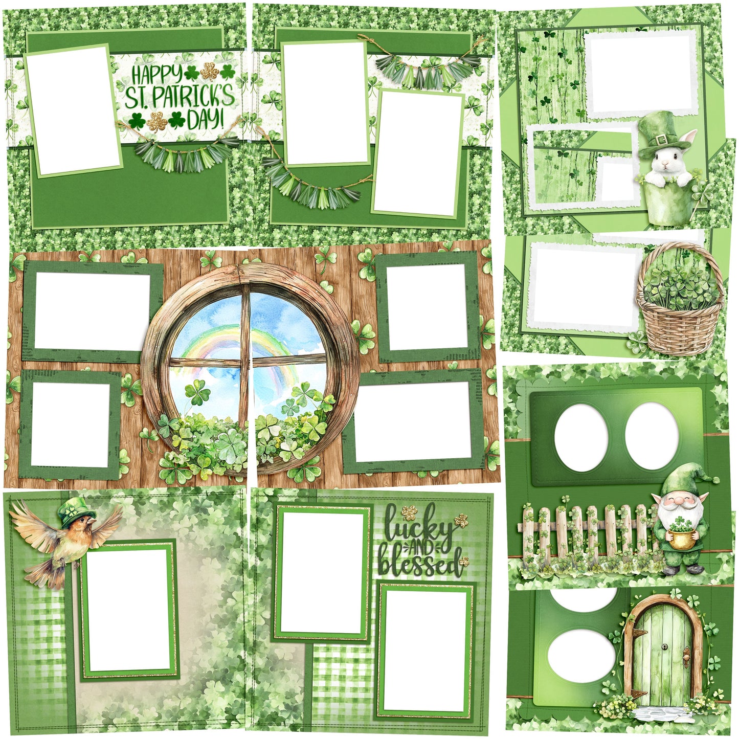 Lucky Cottage EZ Quick Pages -  Digital Bundle - 10 Digital Scrapbook Pages - INSTANT DOWNLOAD