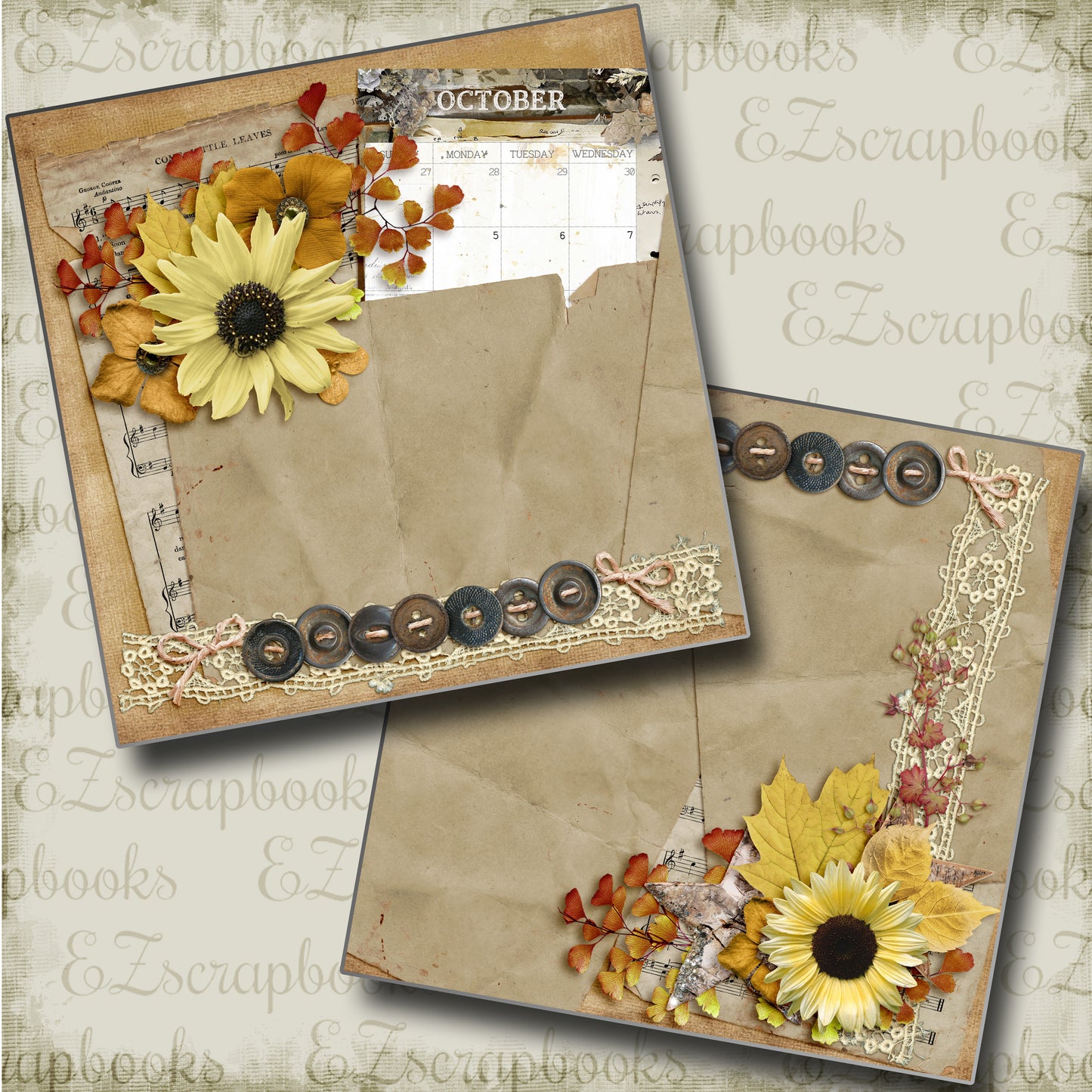 October NPM - 4841 - EZscrapbooks Scrapbook Layouts Months of the Year