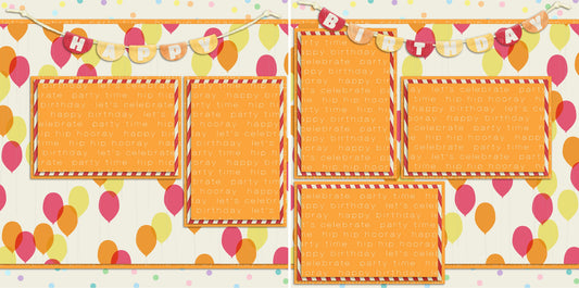 Birthday Balloons Orange - 93 - EZscrapbooks Scrapbook Layouts Birthday