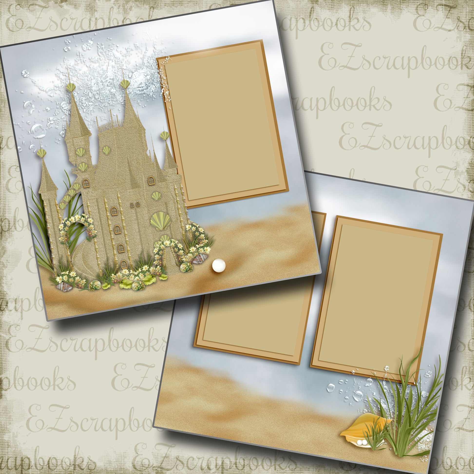 Sandcastles - 2889 - EZscrapbooks Scrapbook Layouts Beach - Tropical