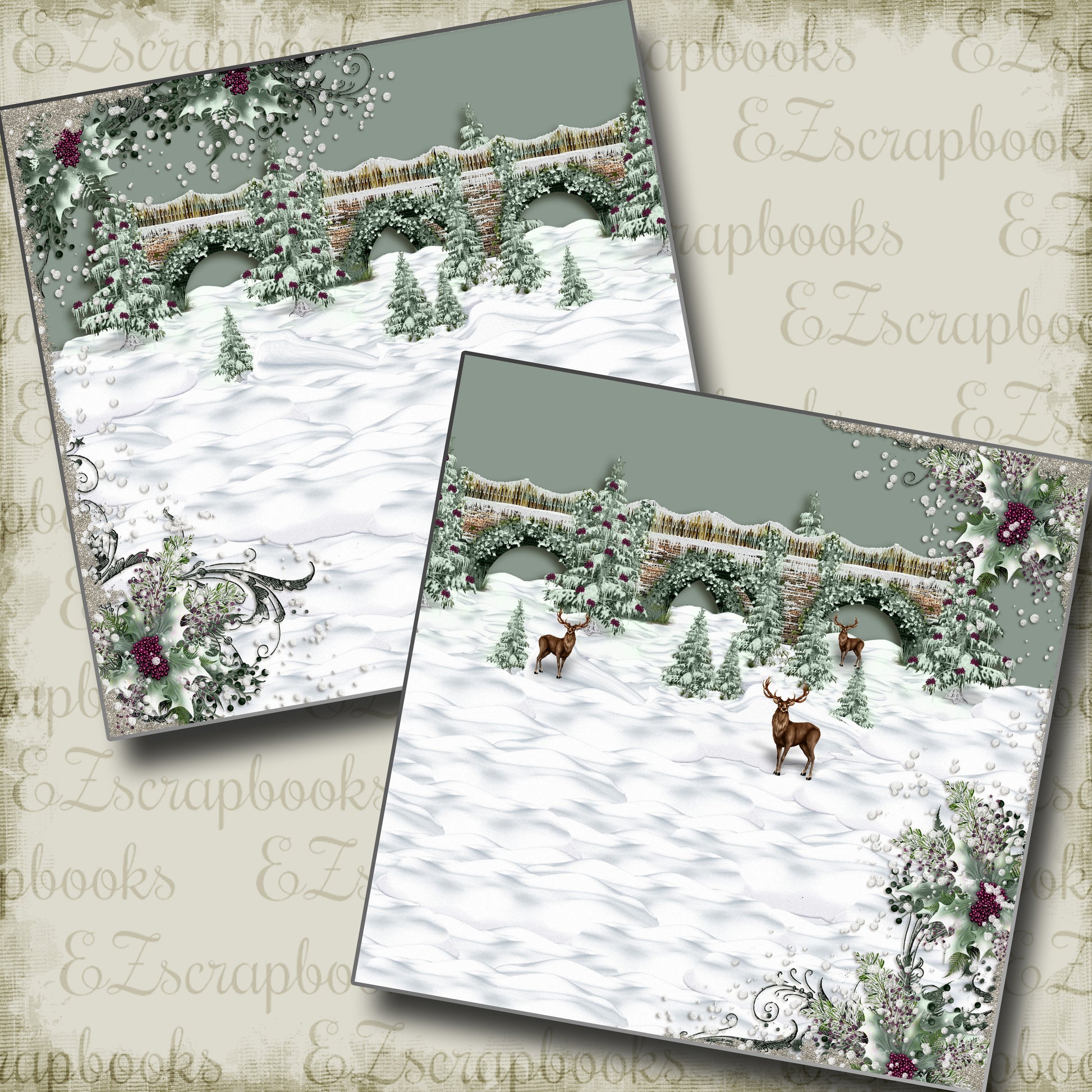 Winter Bridge NPM - 2888 - EZscrapbooks Scrapbook Layouts Christmas