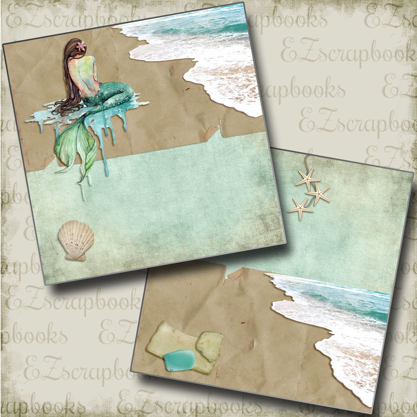 Mermaid Dreams NPM - 4885 - EZscrapbooks Scrapbook Layouts Beach - Tropical