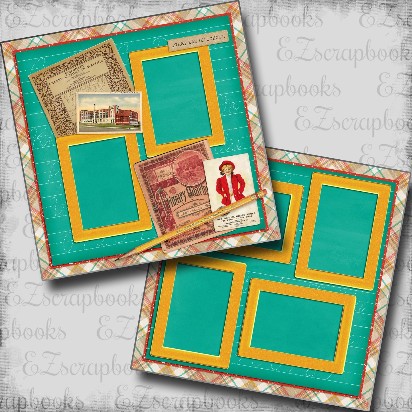 Retro First Day of School - 5614 - EZscrapbooks Scrapbook Layouts back to school, School