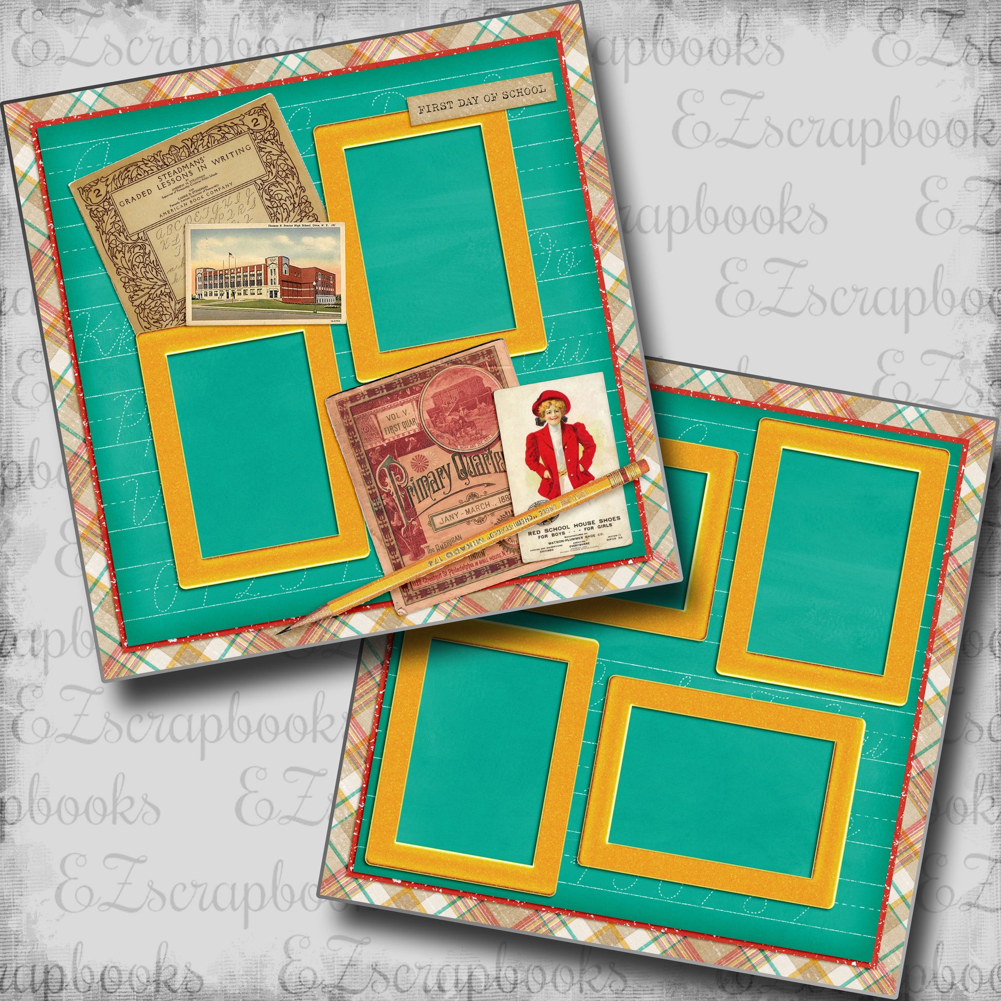 Retro First Day of School - 5614 - EZscrapbooks Scrapbook Layouts back to school, School