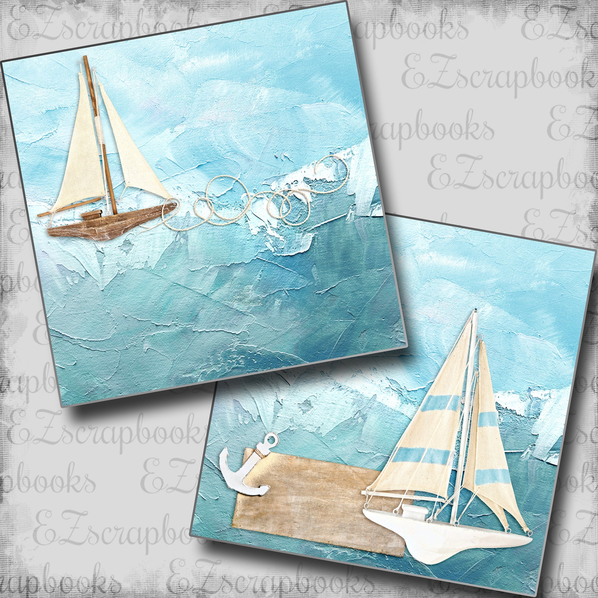Sailboats NPM - 5543 - EZscrapbooks Scrapbook Layouts Beach - Tropical, cruise