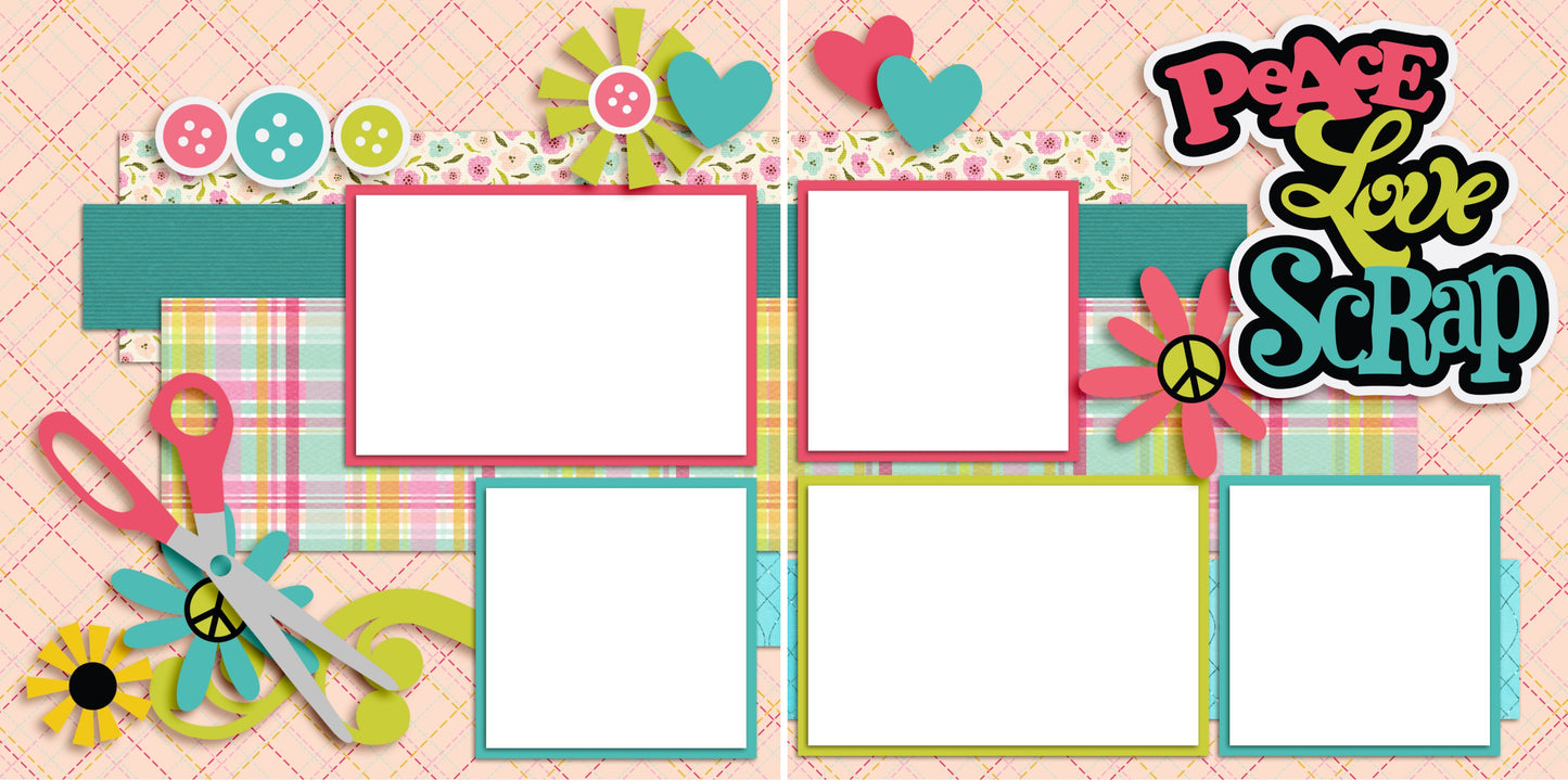 Peace Love Scrap - Digital Scrapbook Pages - INSTANT DOWNLOAD - EZscrapbooks Scrapbook Layouts Scrapbooking - Crafts