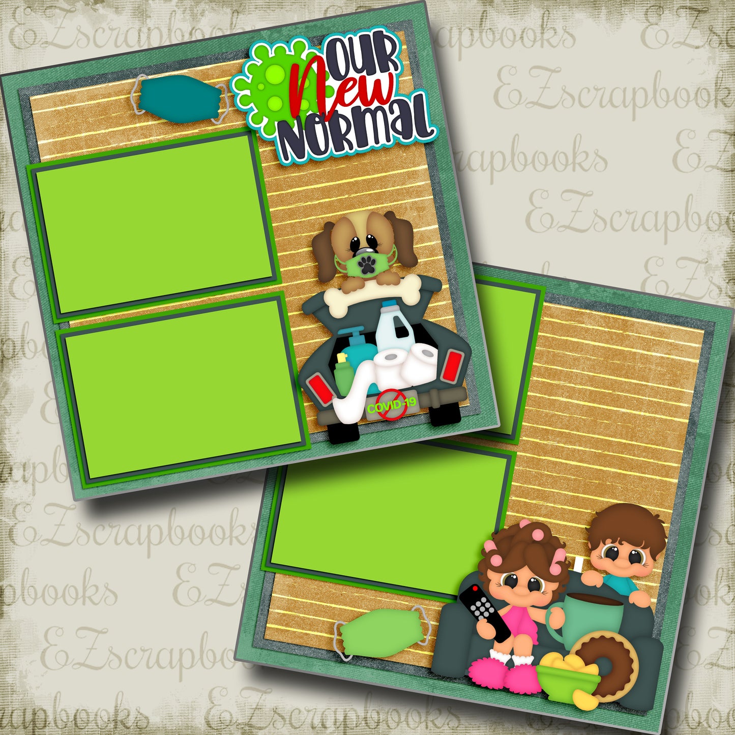 Our New Normal - 4932 - EZscrapbooks Scrapbook Layouts covid, Quarantine-Corona