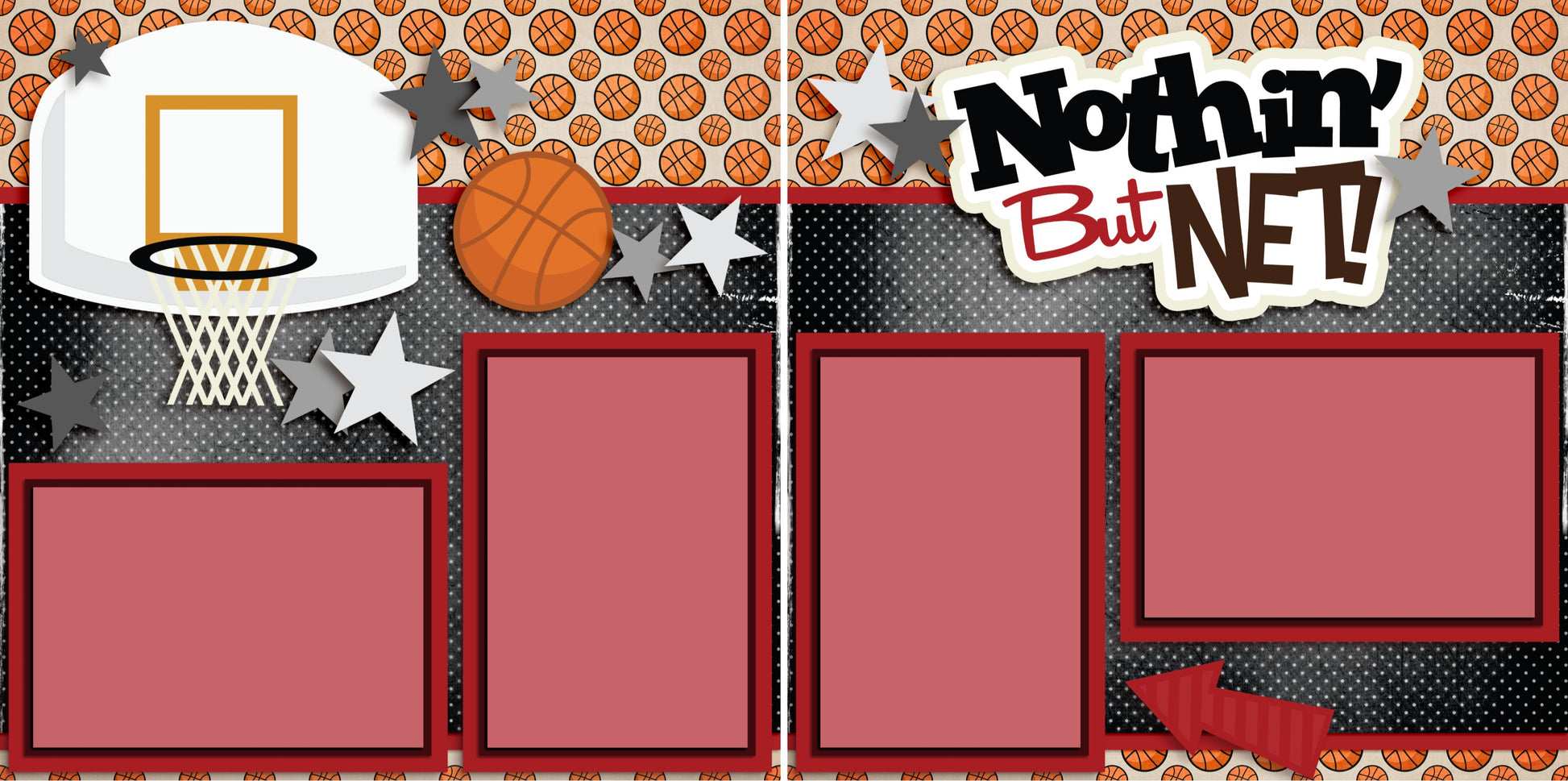 Nothin But Net Red - 3278 - EZscrapbooks Scrapbook Layouts basketball, Sports