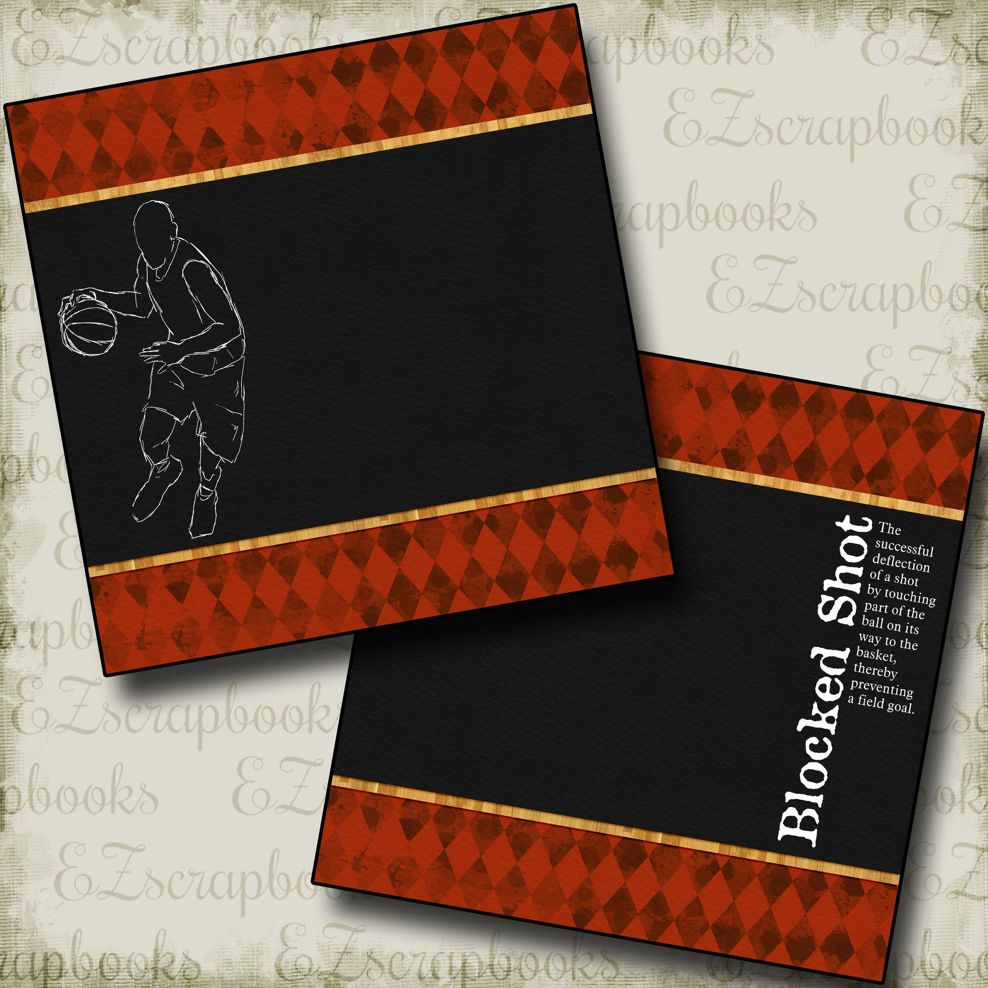 Blocked Shot NPM - 3691 - EZscrapbooks Scrapbook Layouts basketball, Sports