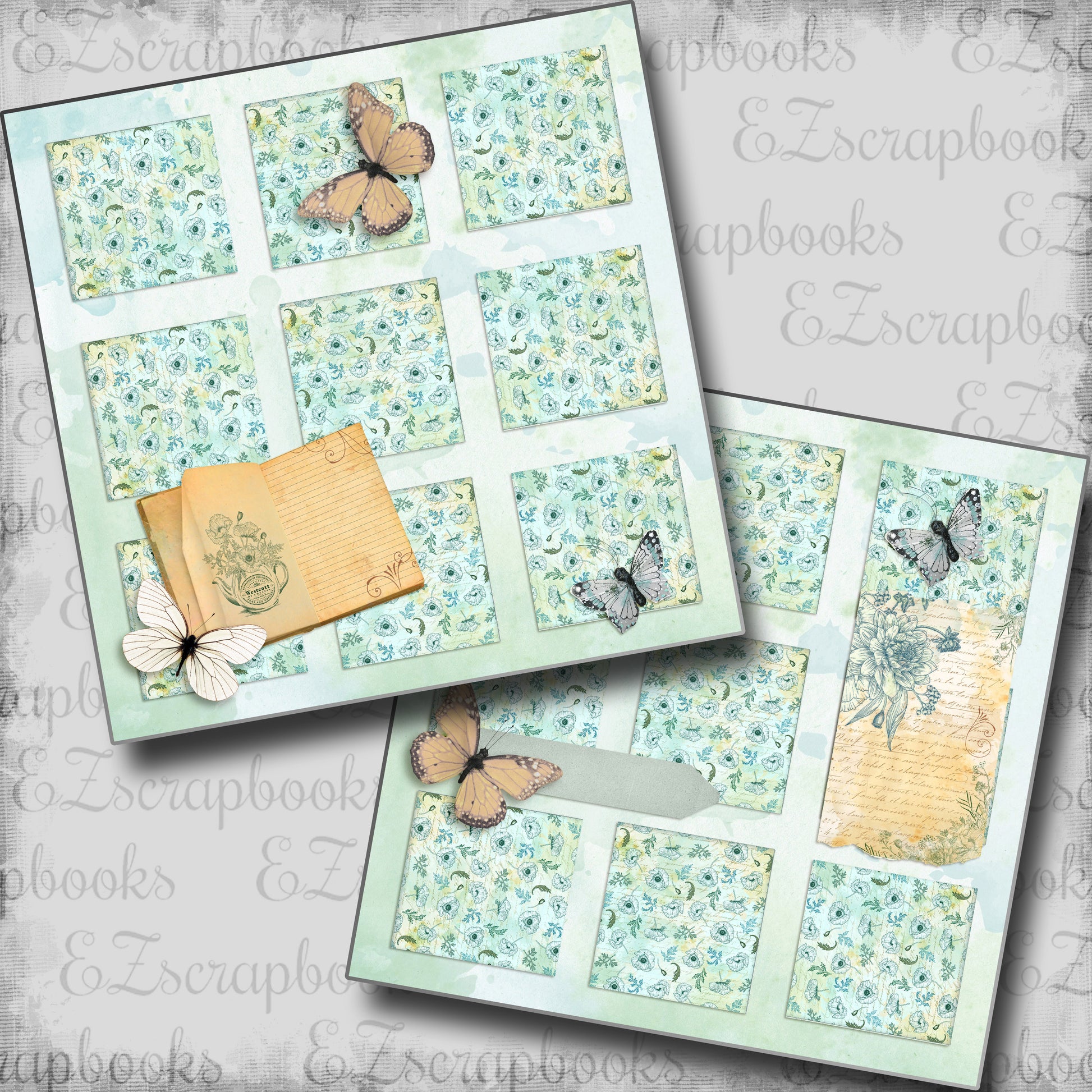 Butterfly Garden NPM - 5499 - EZscrapbooks Scrapbook Layouts Botanical, Farm - Garden, Spring