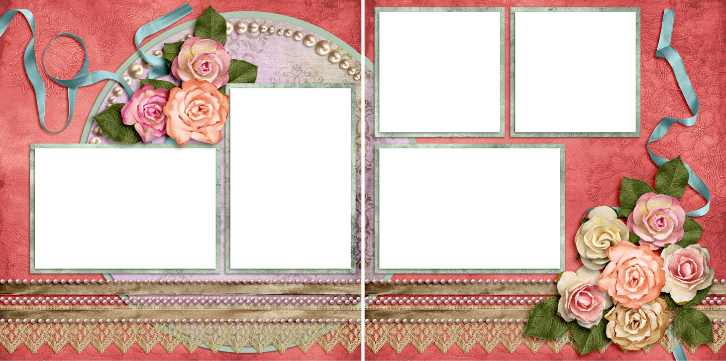 Paper Roses - Digital Scrapbook Pages - INSTANT DOWNLOAD - EZscrapbooks Scrapbook Layouts Family, Girls