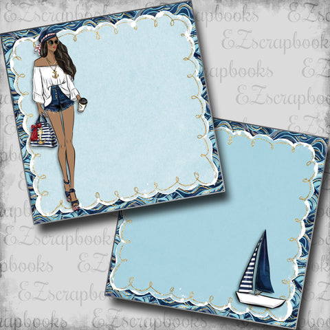Nautical Girl African American NPM - 5453 - EZscrapbooks Scrapbook Layouts Beach - Tropical, cruise, Nautical, Swimming - Pool