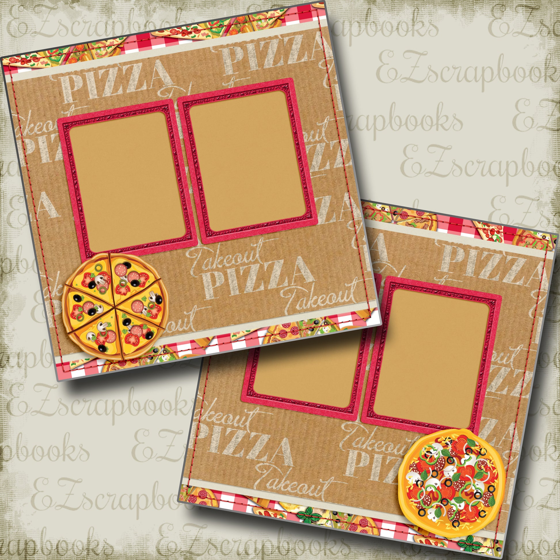 Takeout Pizza - 5304 - EZscrapbooks Scrapbook Layouts Foods, pizza