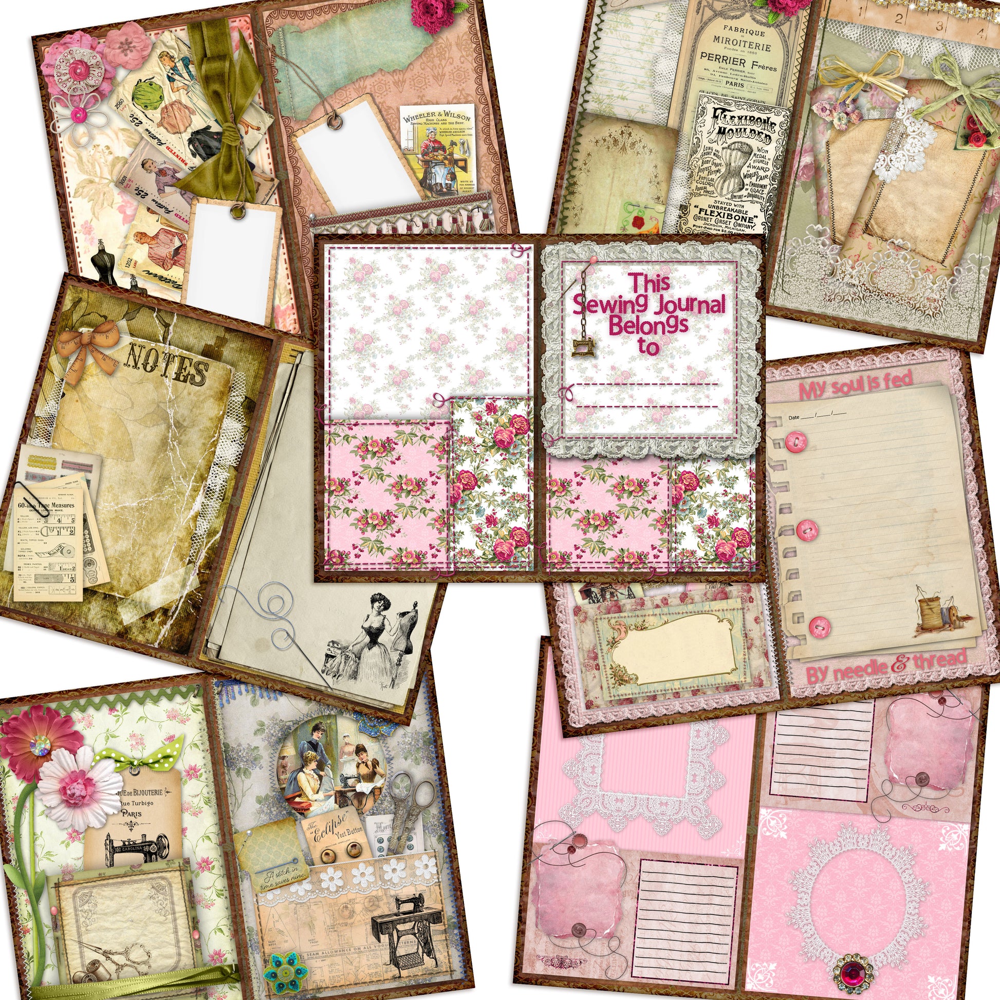 Sewing Journal Pack - 7065 - EZscrapbooks Scrapbook Layouts Journals