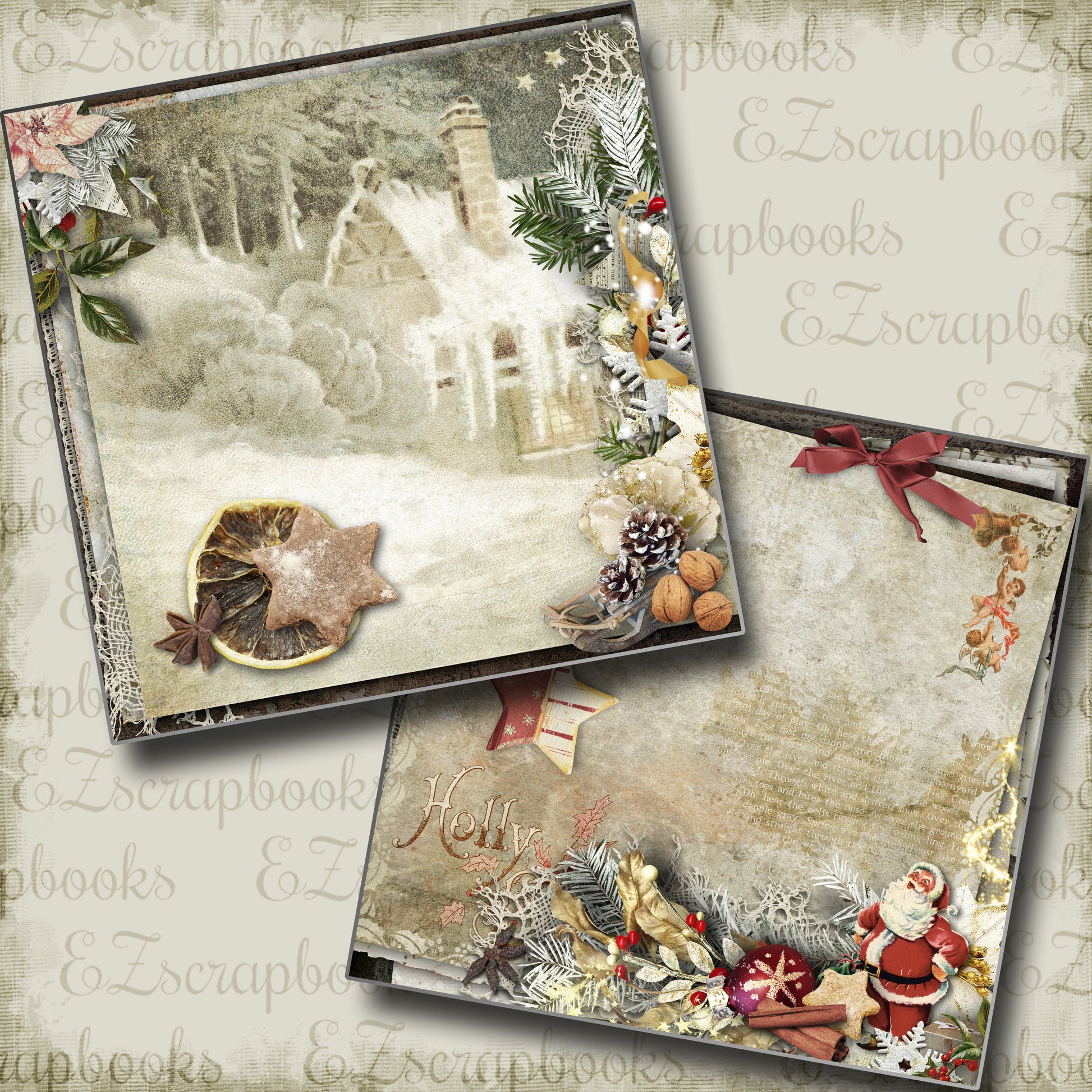 Vintage Christmas Memories NPM - 5201 - EZscrapbooks Scrapbook Layouts Christmas, Snow, Winter