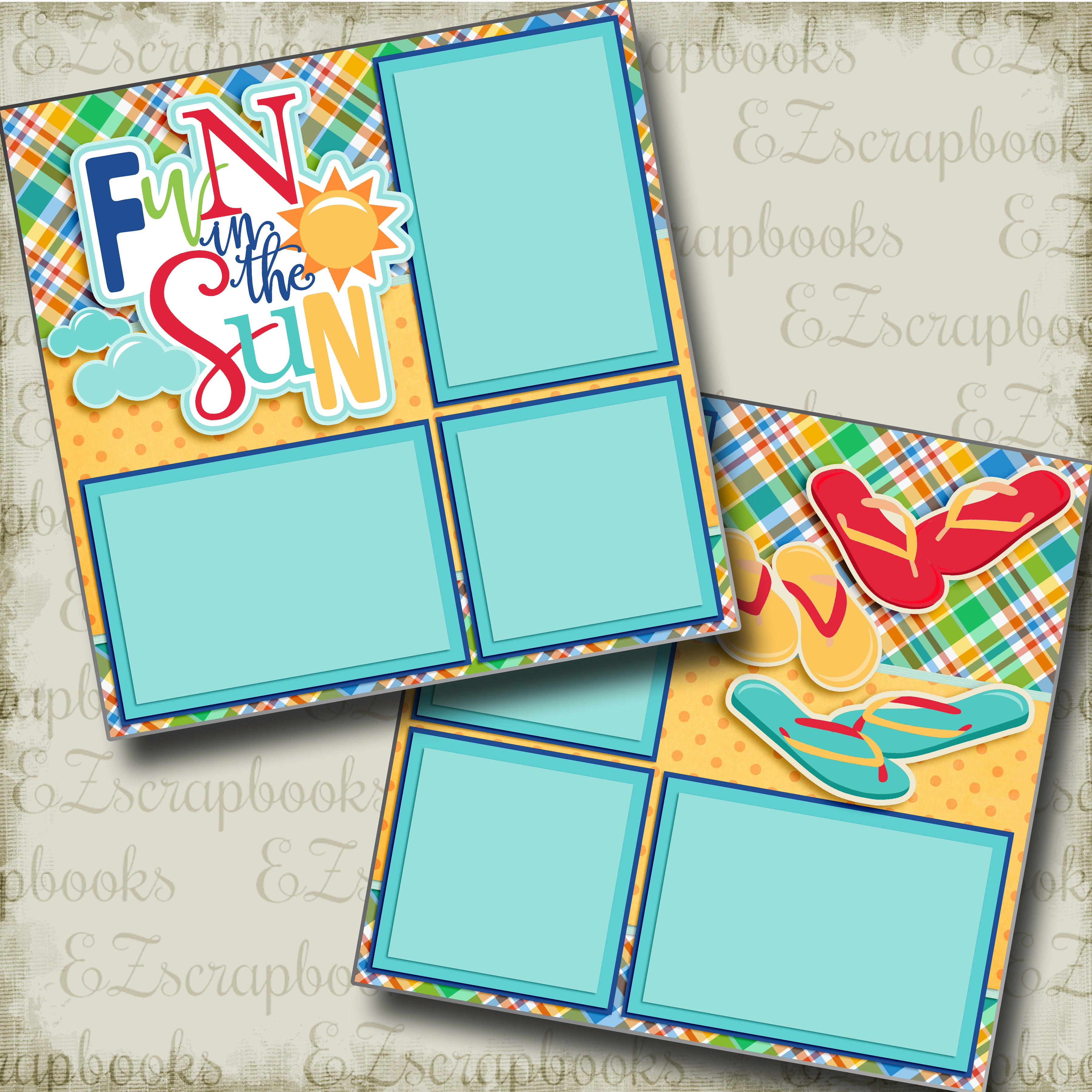 Fun in the Sun - 3370 - EZscrapbooks Scrapbook Layouts Summer, Swimming - Pool