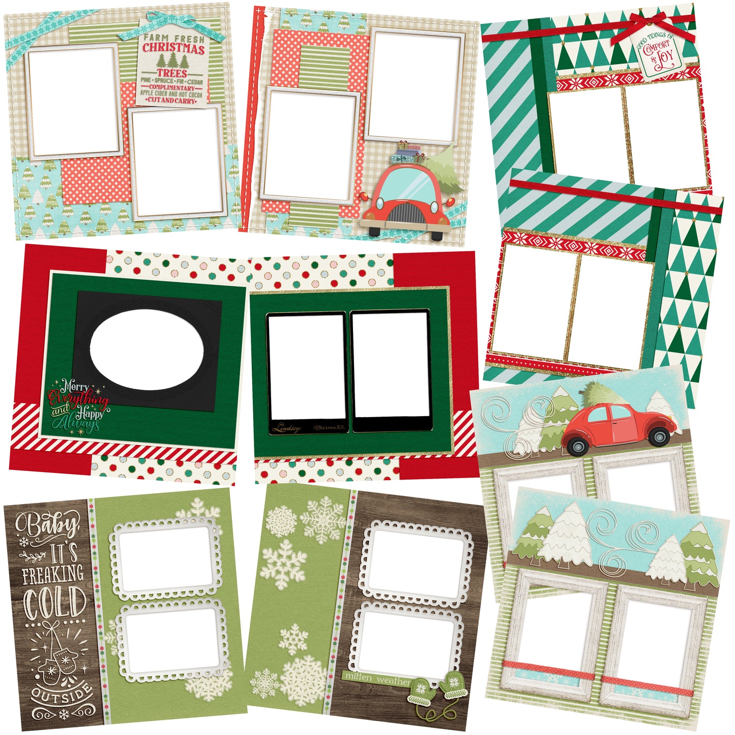 Merry Everything - Christmas EZ Quick Pages -  Digital Bundle - 10 Digital Scrapbook Pages - INSTANT DOWNLOAD