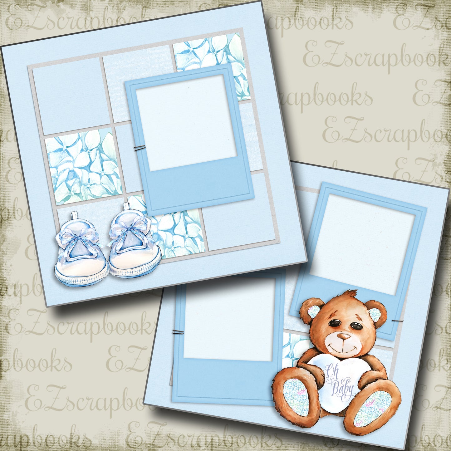 Oh Baby Boy Bear - 5044 - EZscrapbooks Scrapbook Layouts Baby