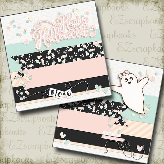 Happy Halloween - Pink Ghost NPM - 4981 - EZscrapbooks Scrapbook Layouts Halloween