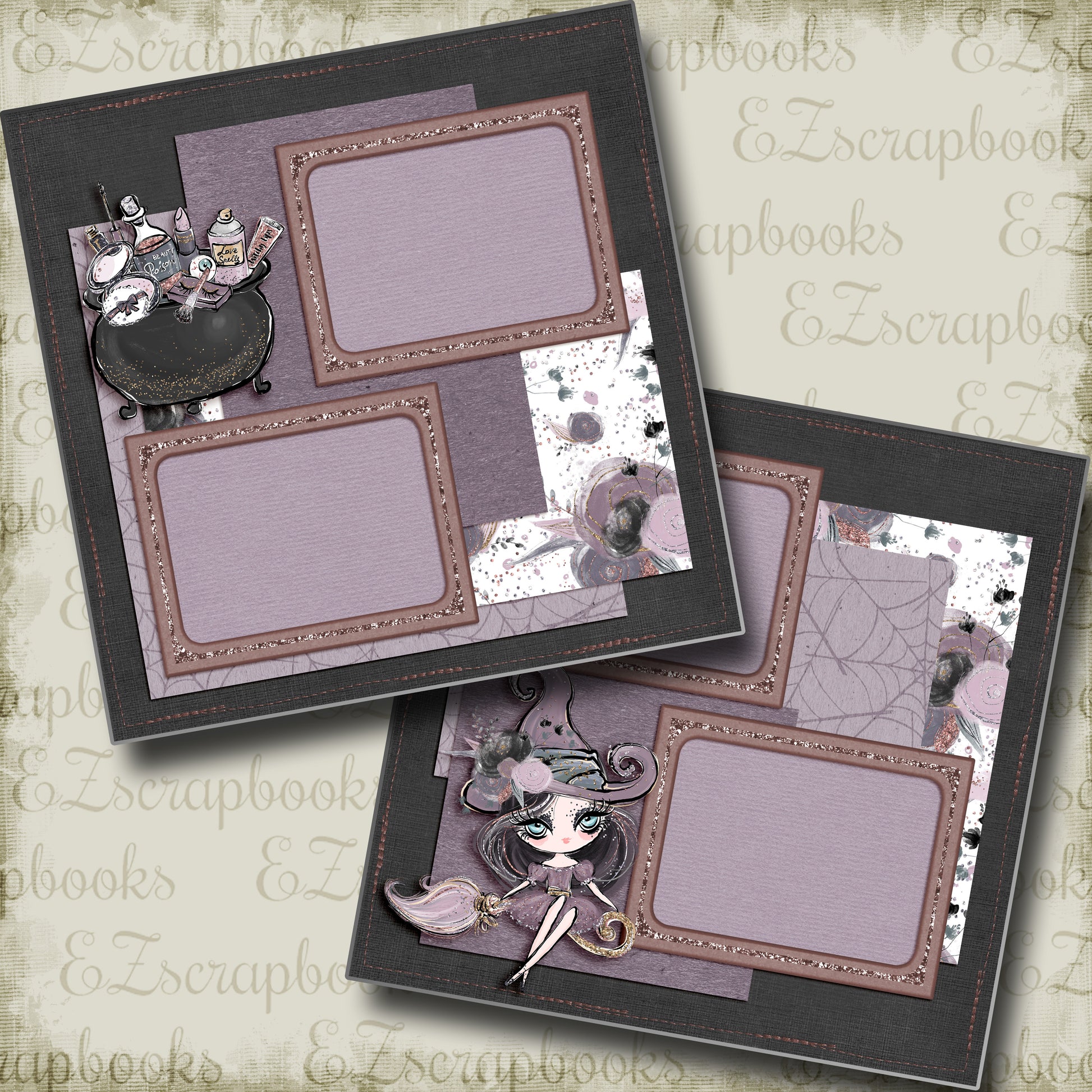 Cute Gothic Witch - 5012 - EZscrapbooks Scrapbook Layouts Halloween