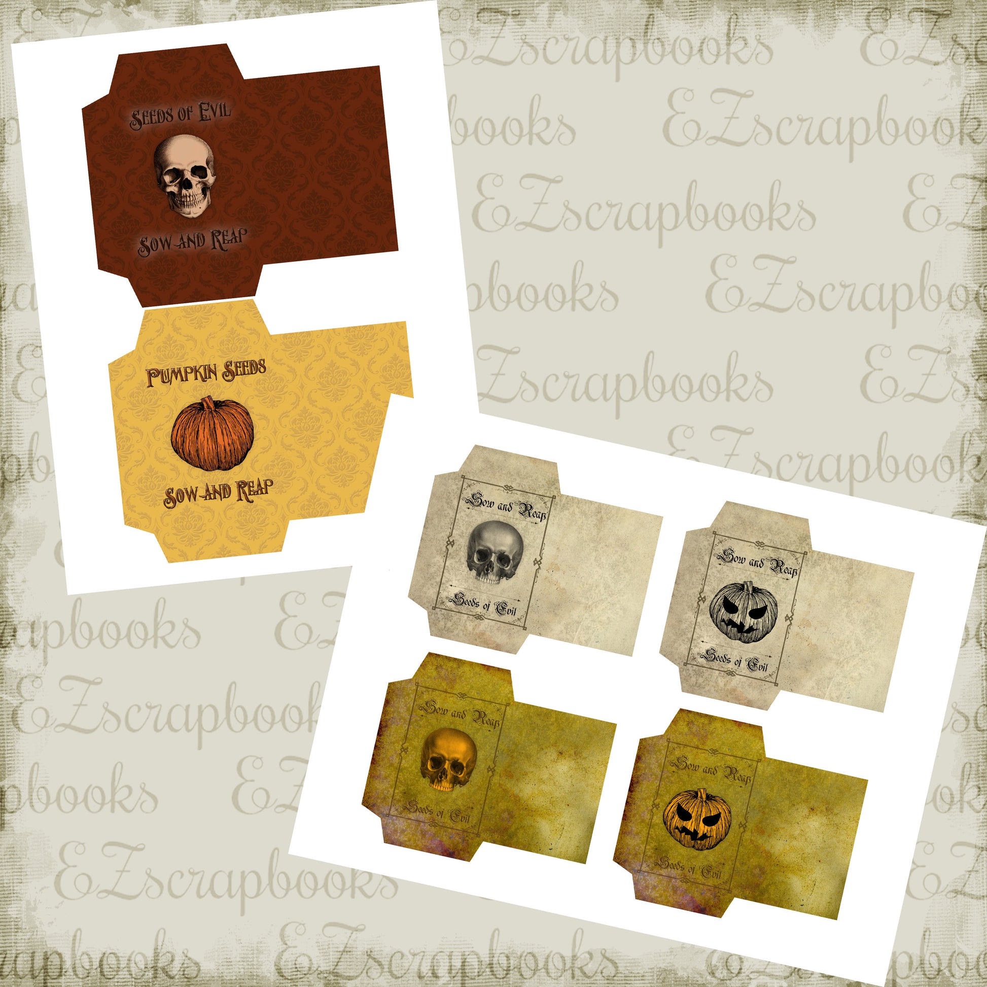 Spooky Seed Packets - 7226 - EZscrapbooks Scrapbook Layouts Halloween
