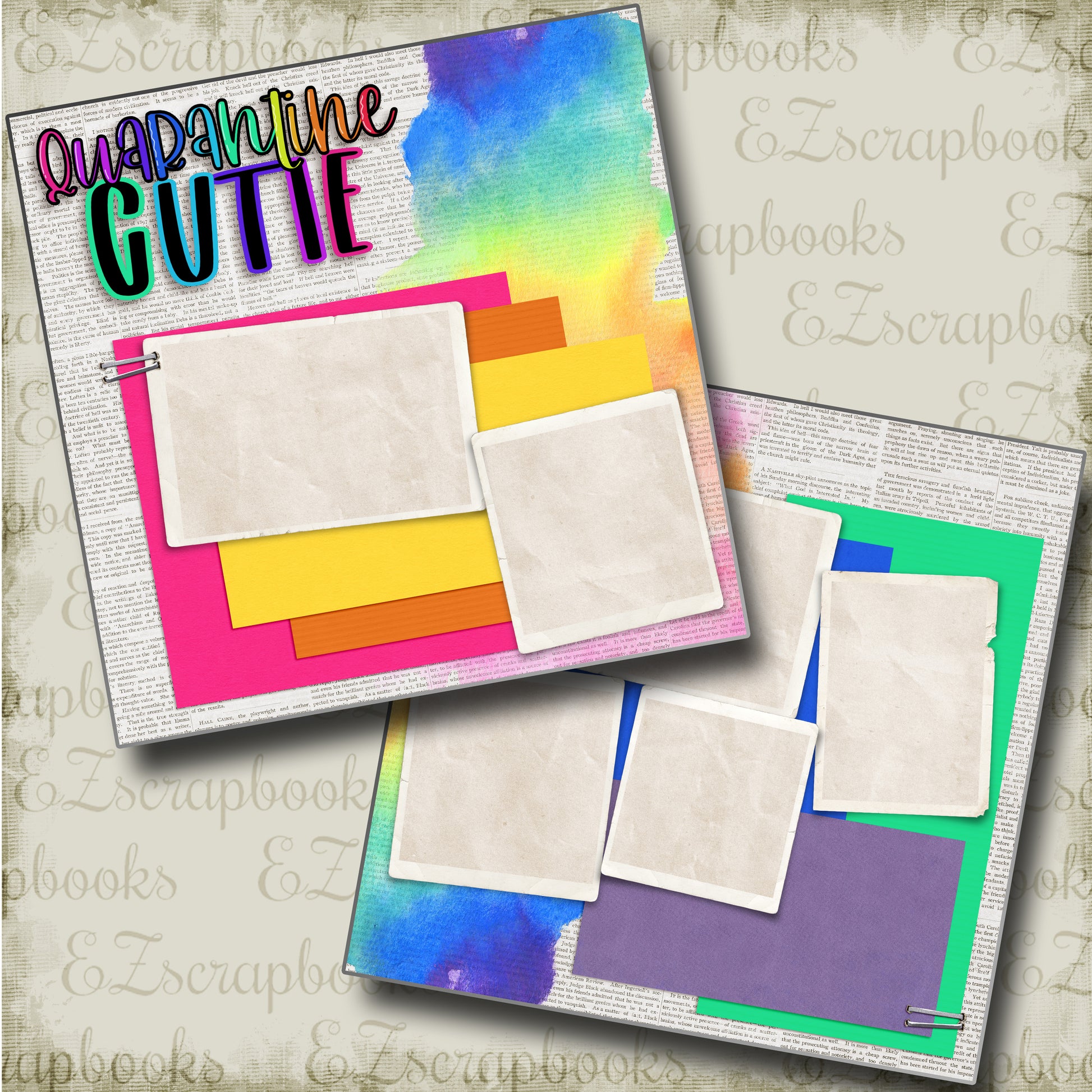 Quarantine Cutie - 4710 - EZscrapbooks Scrapbook Layouts covid, Quarantine-Corona