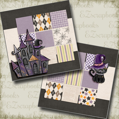 Black Cat & Castle NPM - 5055 - EZscrapbooks Scrapbook Layouts Halloween