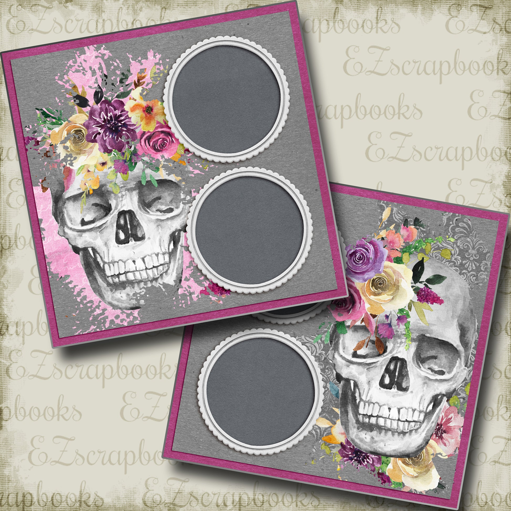 Skulls & Roses - 5068 - EZscrapbooks Scrapbook Layouts Halloween