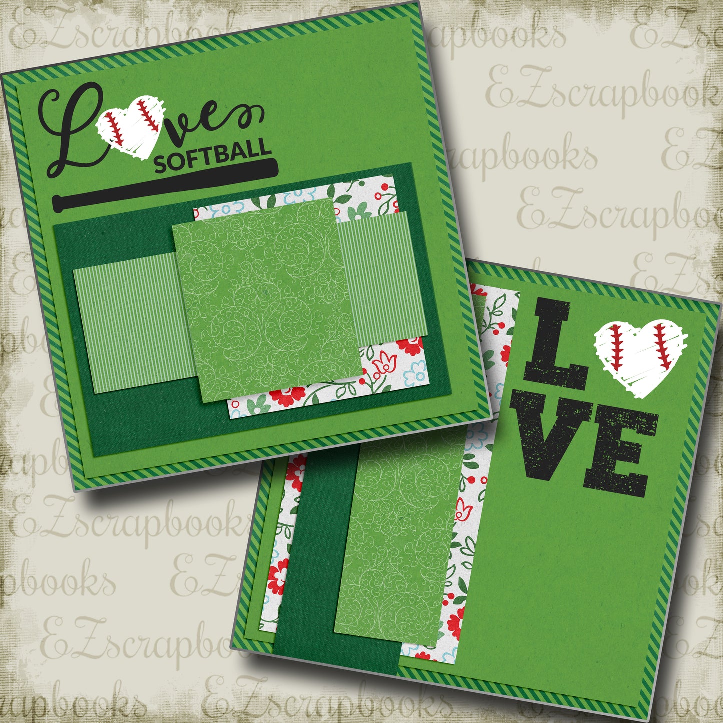 Love Softball NPM - 4965 - EZscrapbooks Scrapbook Layouts softball, Sports