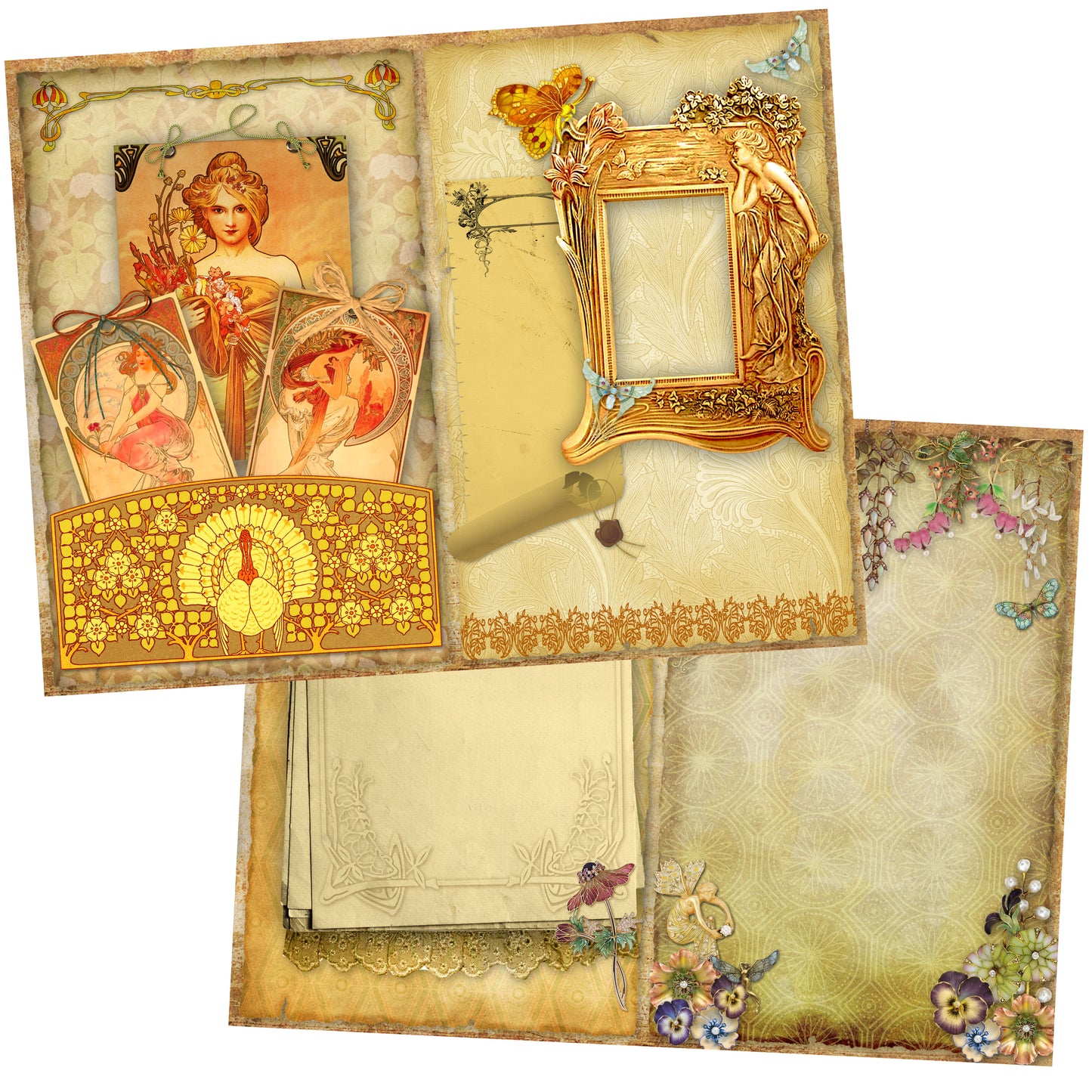 Art Nouveau Art Deco Journal DIY - 7088 - EZscrapbooks Scrapbook Layouts Journals