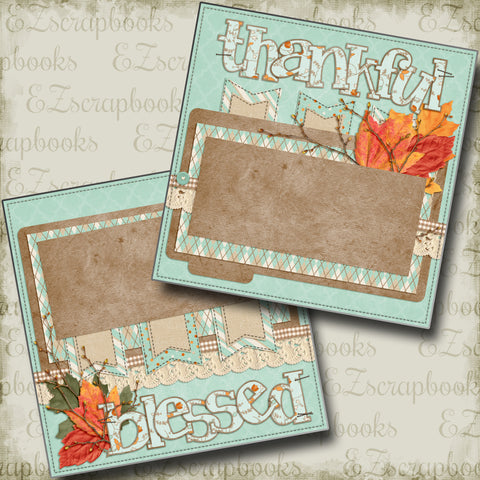 Thankful Blessed NPM - 4381 - EZscrapbooks Scrapbook Layouts Thanksgiving