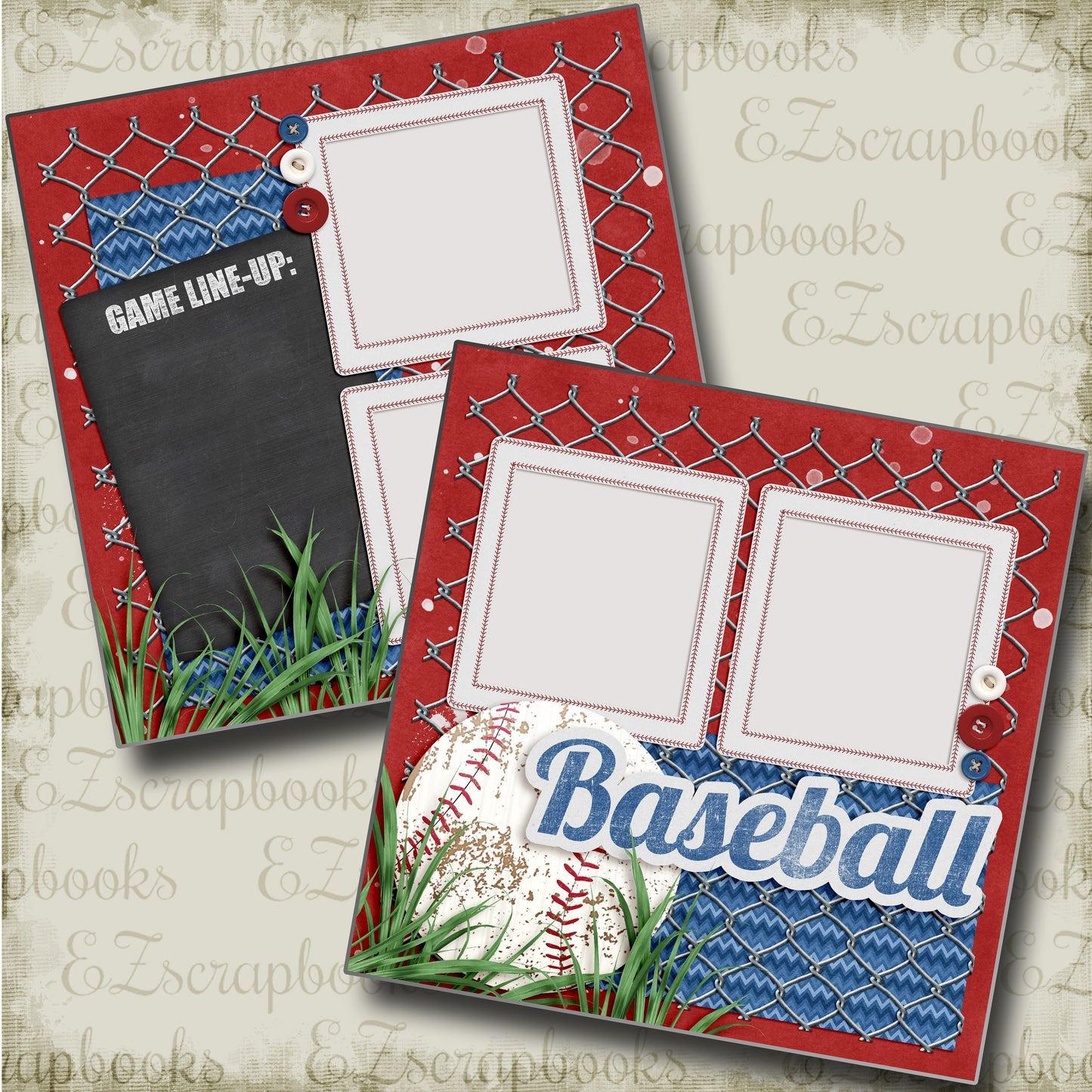 Baseball Line-Up - 4506 - EZscrapbooks Scrapbook Layouts baseball, Sports