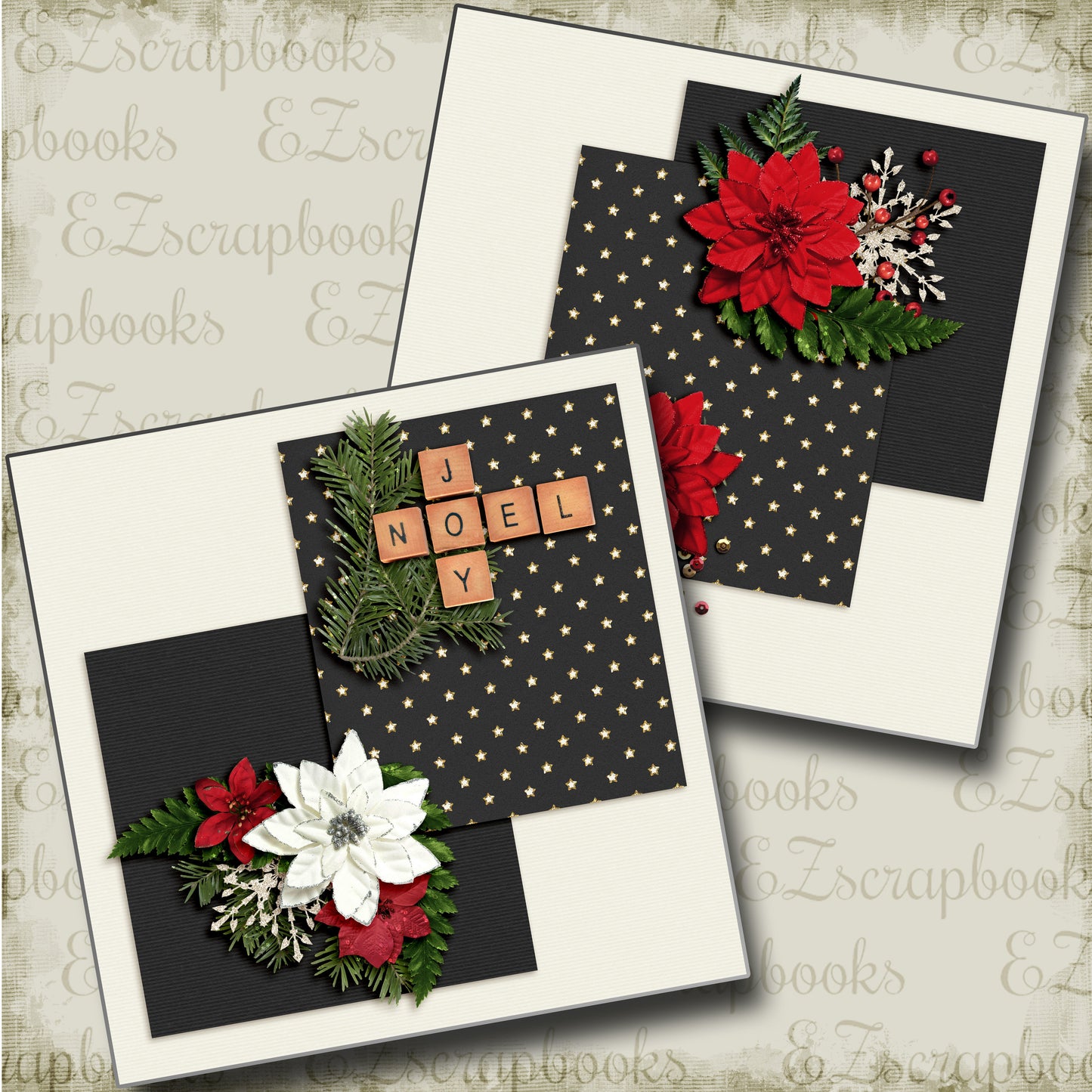 Joy Noel NPM - 4445 - EZscrapbooks Scrapbook Layouts Christmas