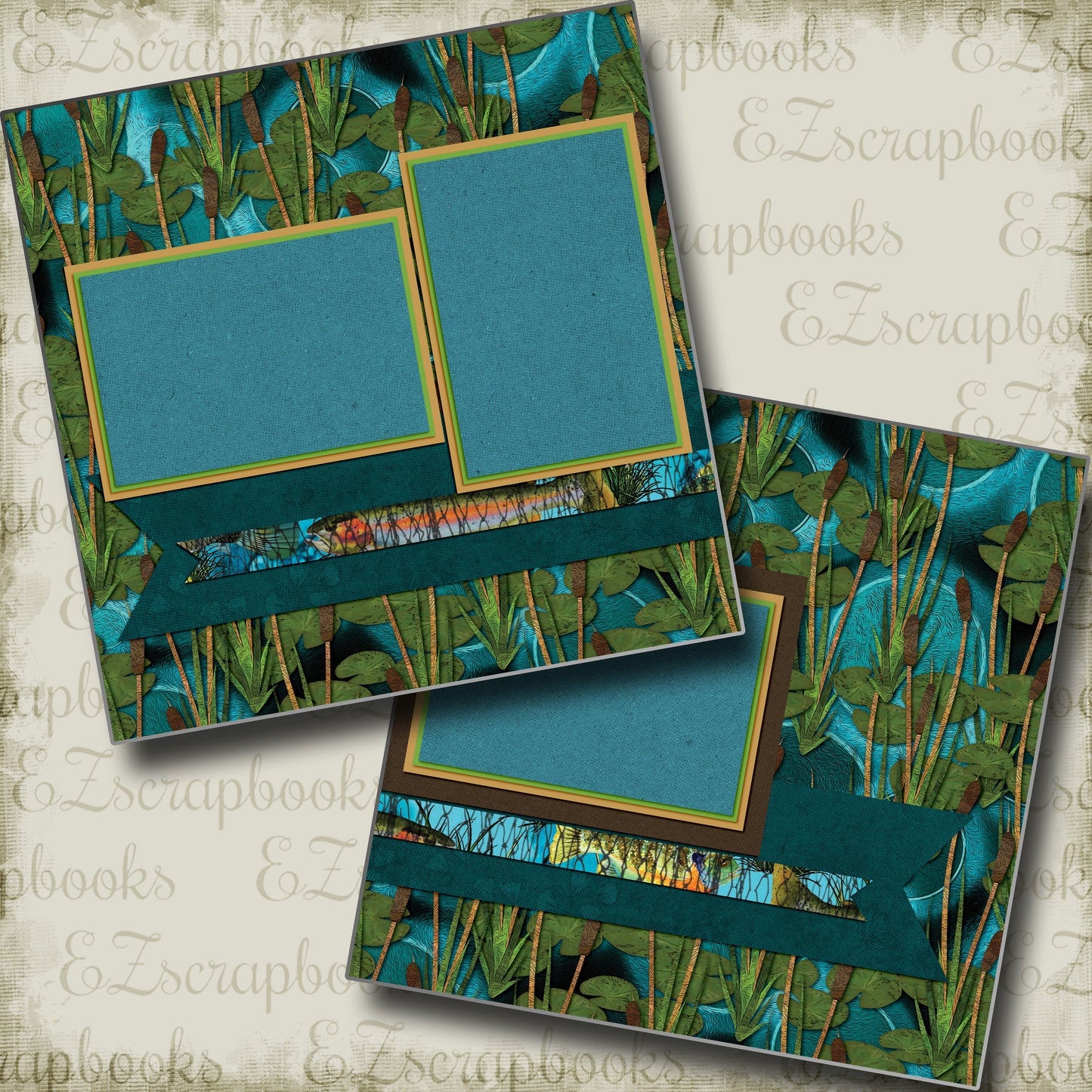 Let's Go Fishing - 5268 - EZscrapbooks Scrapbook Layouts Hunting - Fishing