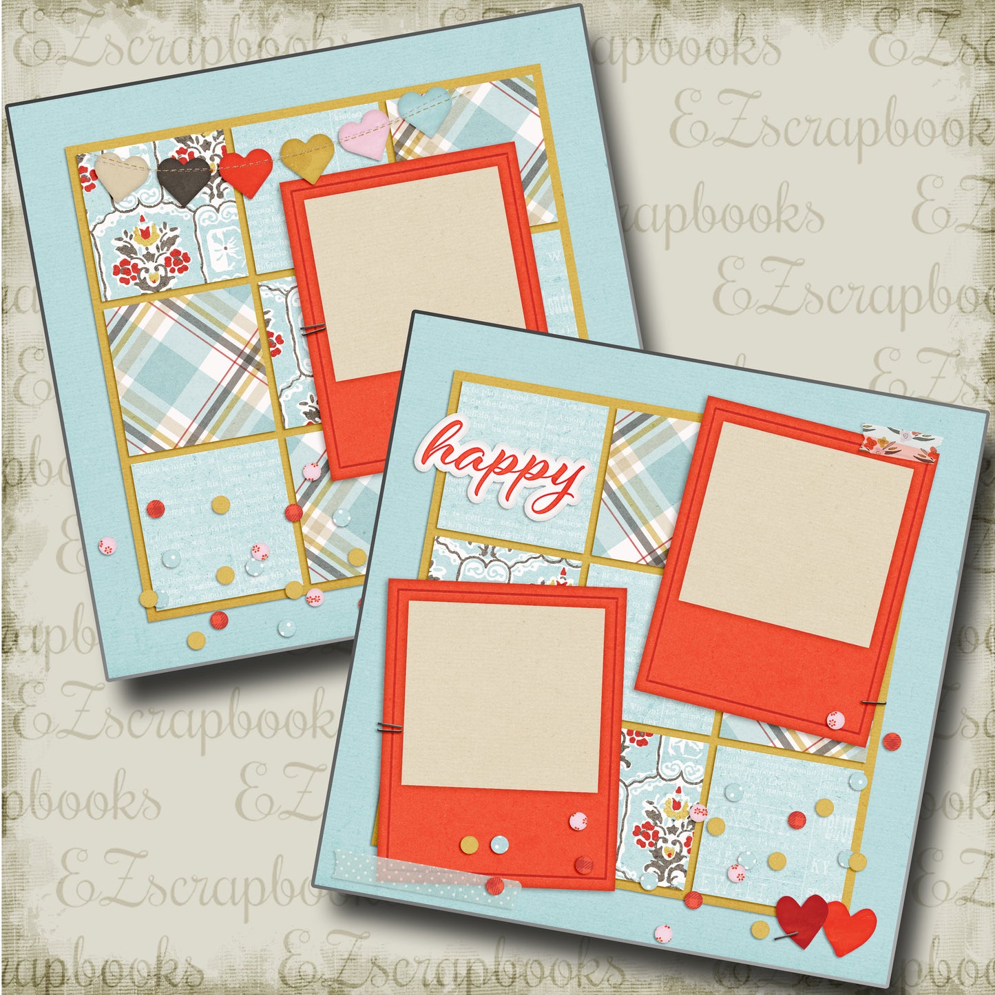 Happy - 4598 - EZscrapbooks Scrapbook Layouts Love - Valentine