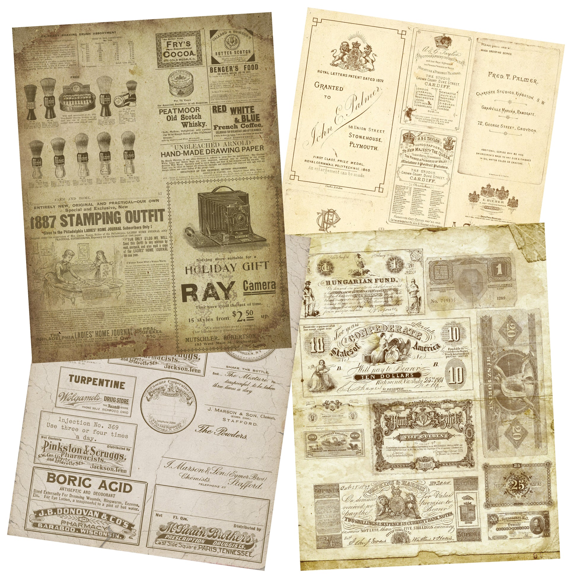 Vintage Ephemera 3 Journal Paper Pack - 7073 - EZscrapbooks Scrapbook Layouts Journals