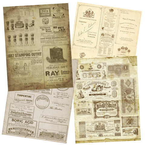 Journal Papers / 30 Vintage Scrap Pieces 3 X 3 