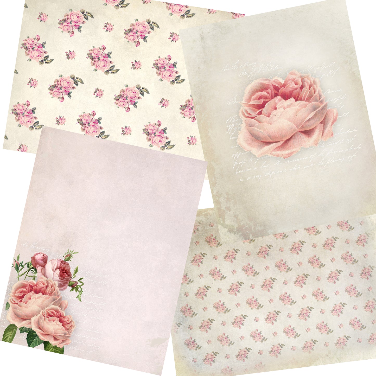 Shabby Roses Journal Paper Pack - 7048 - EZscrapbooks Scrapbook Layouts Journals