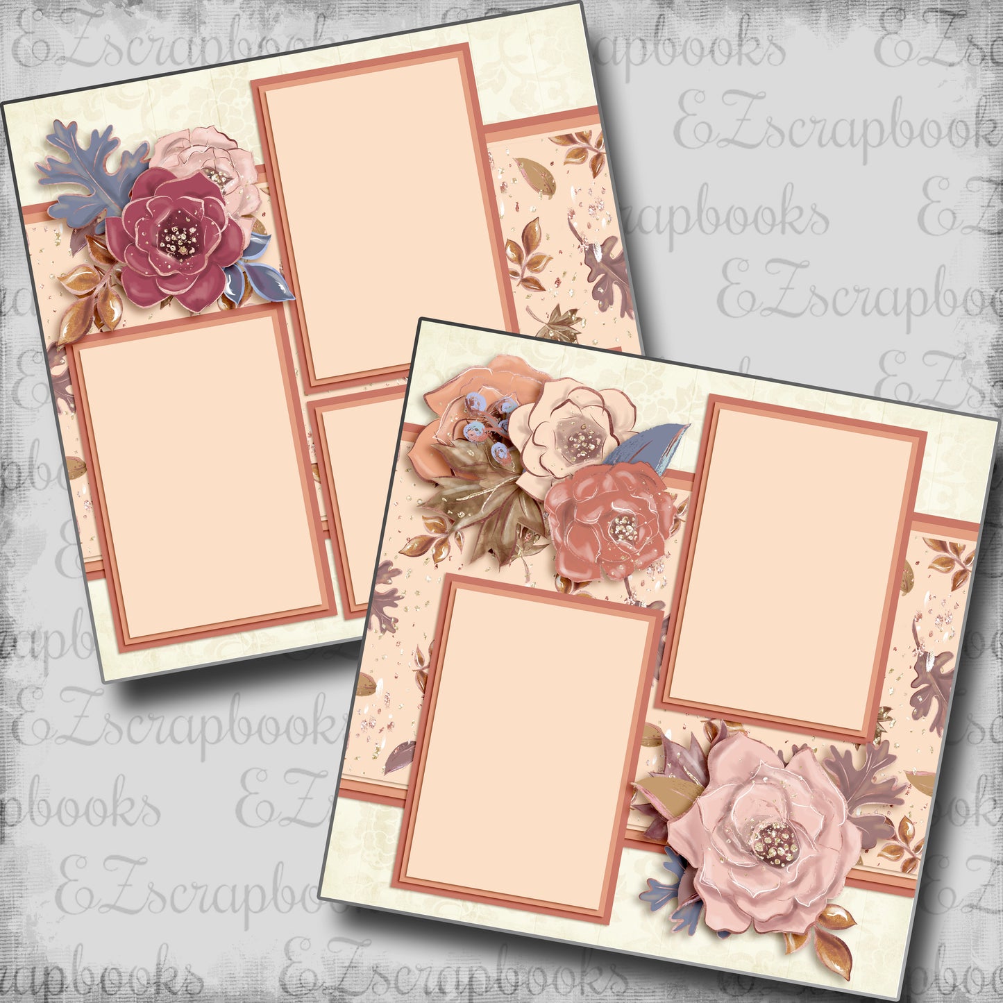 Autumn Florals - 5490 - EZscrapbooks Scrapbook Layouts Fall - Autumn, Floral