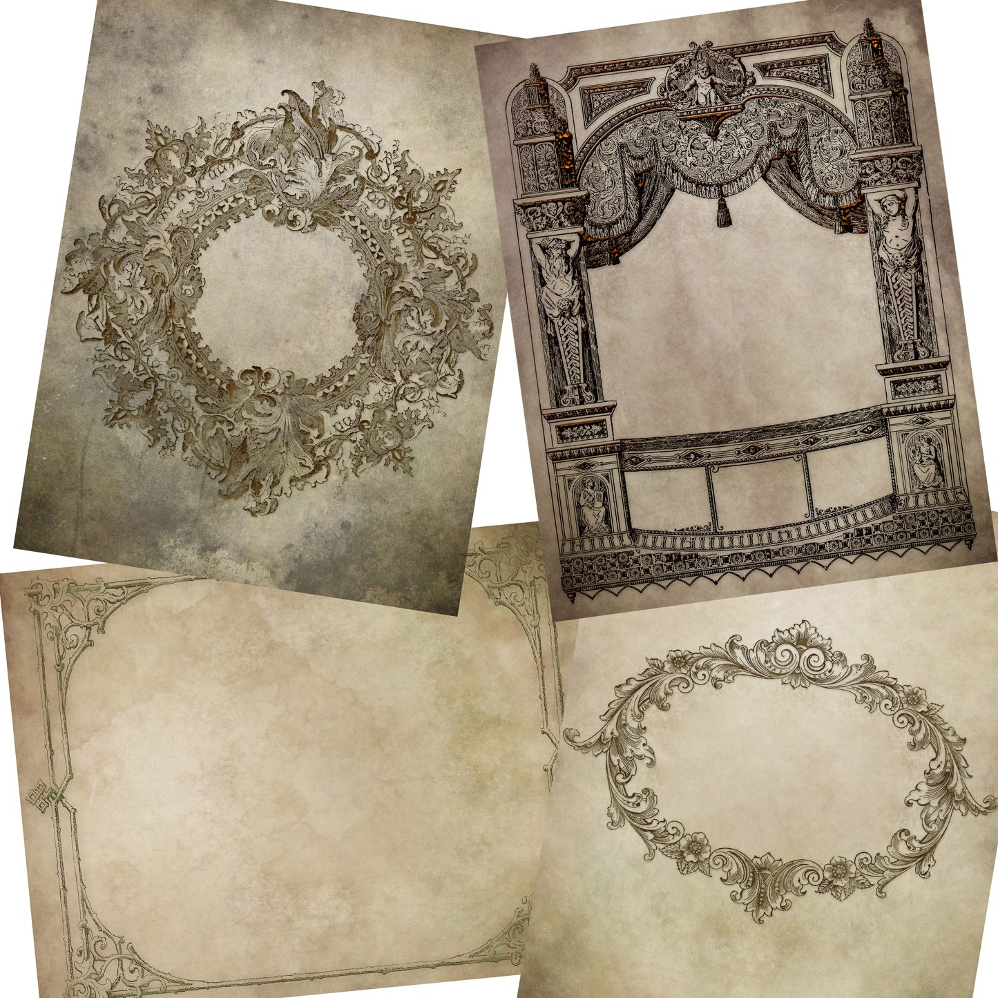 Grunge Frames Journal Paper Pack - 7036 - EZscrapbooks Scrapbook Layouts Journals