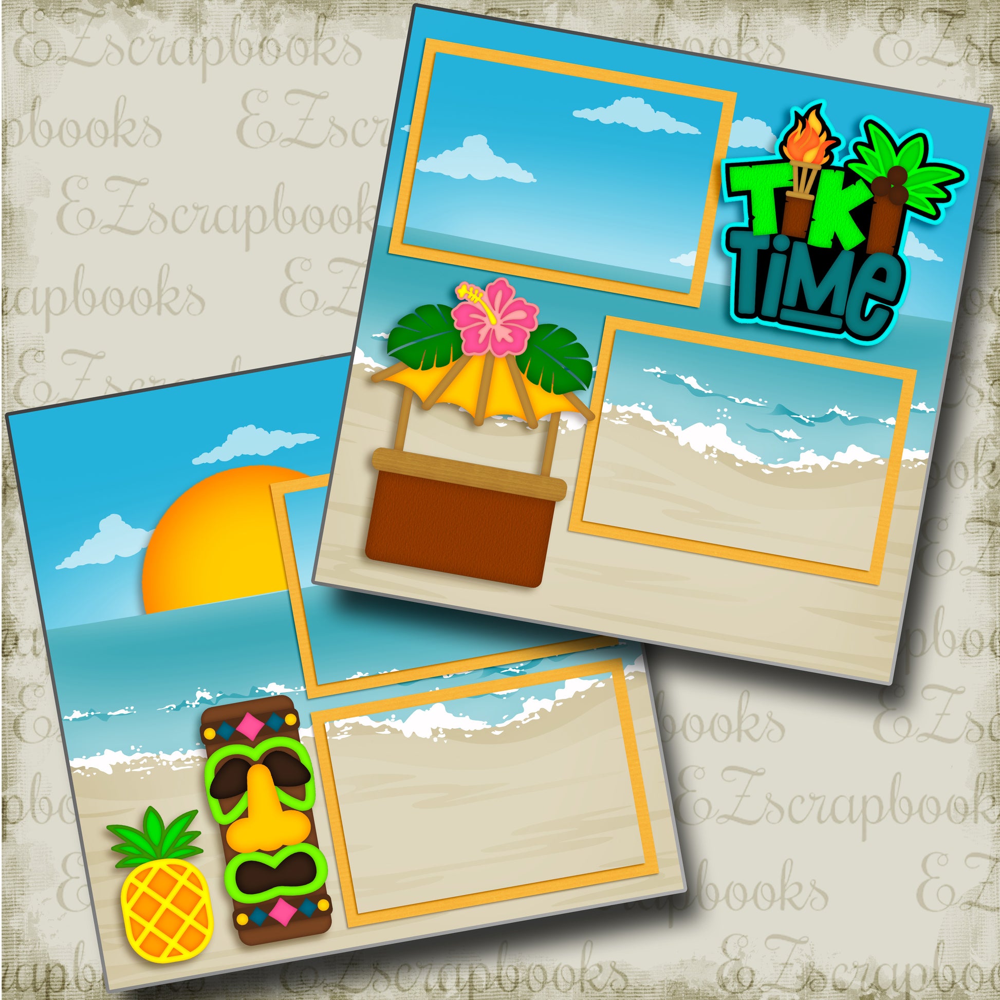 Tiki Time - 4602 - EZscrapbooks Scrapbook Layouts Beach - Tropical, cruise