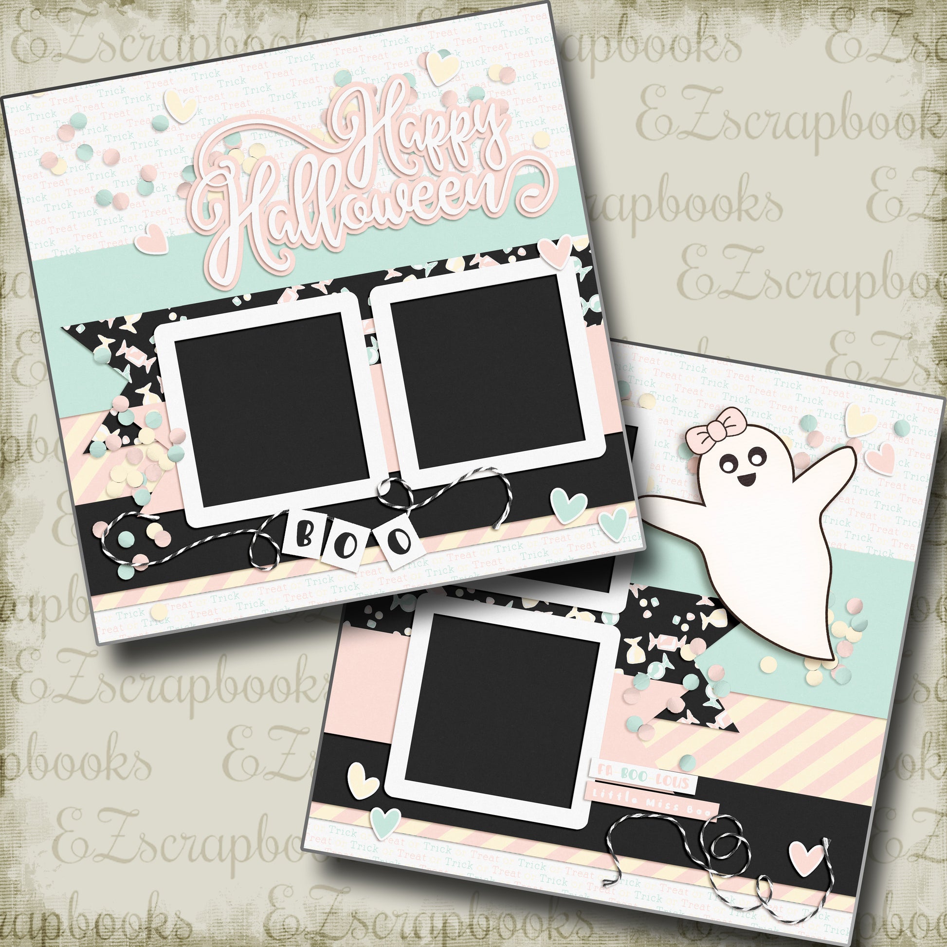 Happy Halloween - Pink Ghost - 4980 - EZscrapbooks Scrapbook Layouts Halloween
