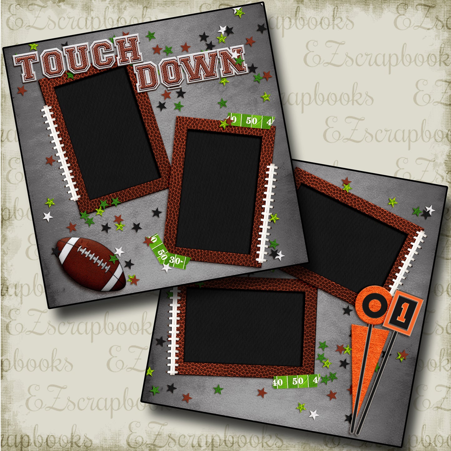 Touch Down - 4486 - EZscrapbooks Scrapbook Layouts football, Sports